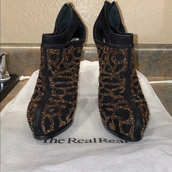 Authentic Fendi Embellished Platform Booties Size 37 - Picture 3 of 13